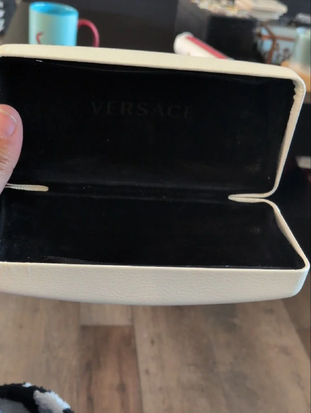 Versace Cream Eyewear Case with Gold Logo CASE ONLY